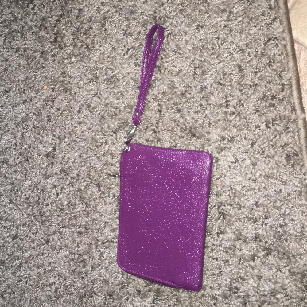 Purple leather bi-fold wallet